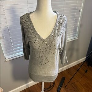White House Black Market Light Gray Knit Top